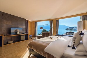 Exclusive-Doppelzimmer, Meerblick | Schreibtisch, kostenloses WLAN, Bettwäsche