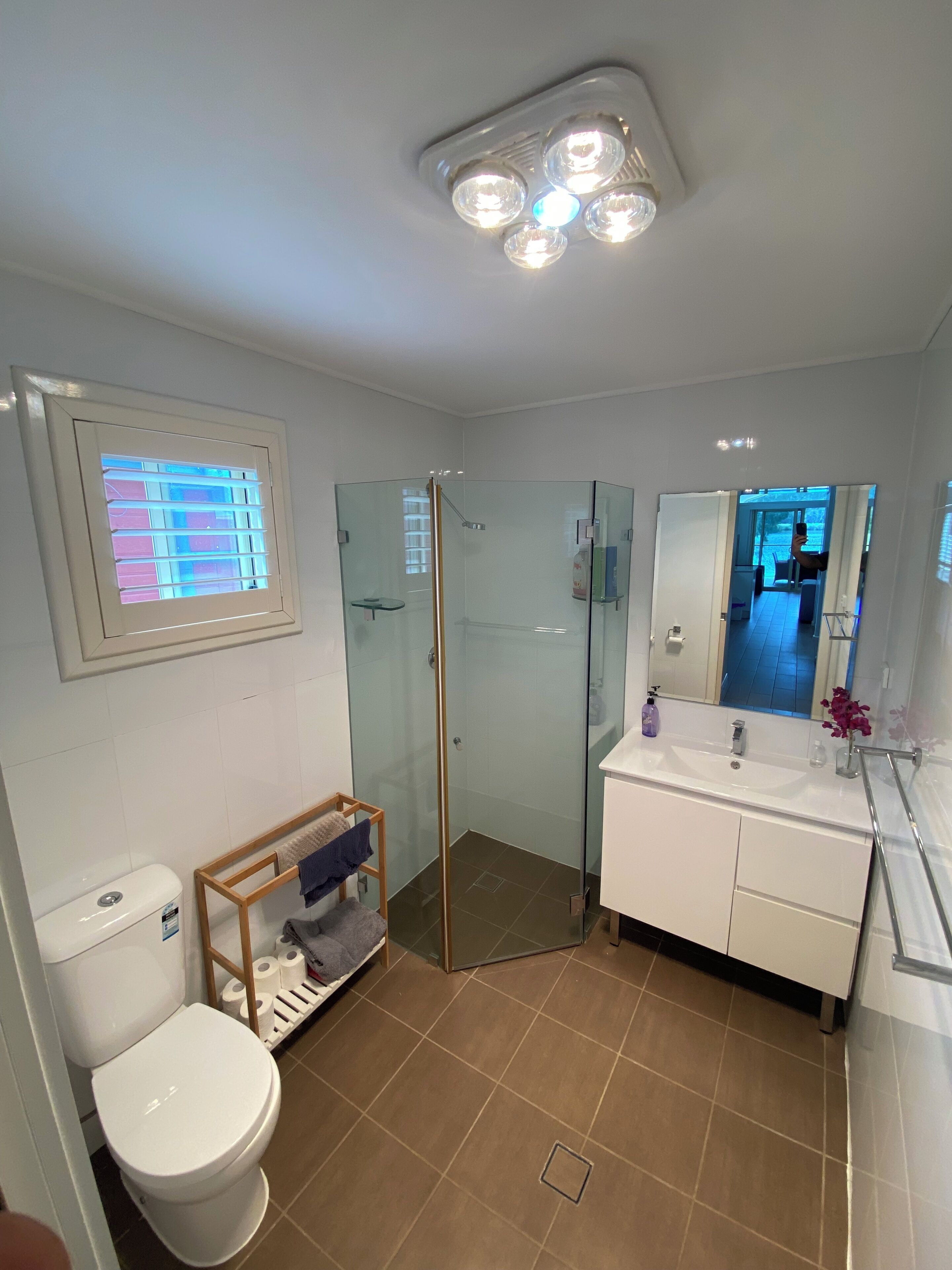 Shower, soap, toilet paper