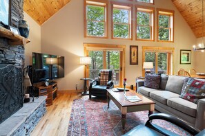 TV, fireplace, DVD player, stereo