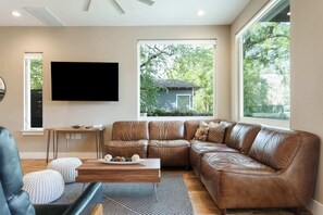 Luxury Townhome, Non Smoking, Private Pool | Living area - Newly Built Poolside Home w Balcony BBQ (Austin)