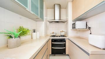 Comfort Apartment, Multiple Beds, Non Smoking, City View | Private kitchen | Fridge, microwave, stovetop, cookware/dishes/utensils