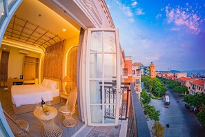 Panoramic-Doppelzimmer zur Einzelnutzung, Strandblick | Blick vom Balkon