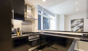 Deluxe-Apartment, Stadtblick | Eigene Küche