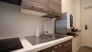 Mini-fridge, microwave