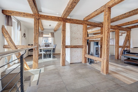 TV, fireplace. Apartment 'Langenholtensen' with Balcony and Wi-Fi