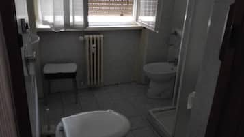 Shower, towels, soap, shampoo