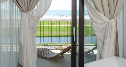 Geräumiges 6-Personen-Apartment mit Sauna, Badewanne und IJsselmeerblick. Ideal für Familien oder Freundesgruppen am Wasser.