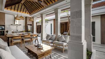 Luxury Villa, Patio, Pool View | Private kitchen