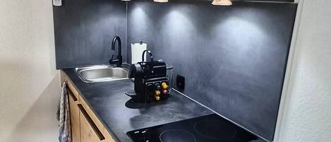 Kühlschrank, Mikrowelle, Herdplatte, Geschirrspüler