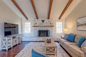 Smart TV, caminetto, studio, monitor per computer