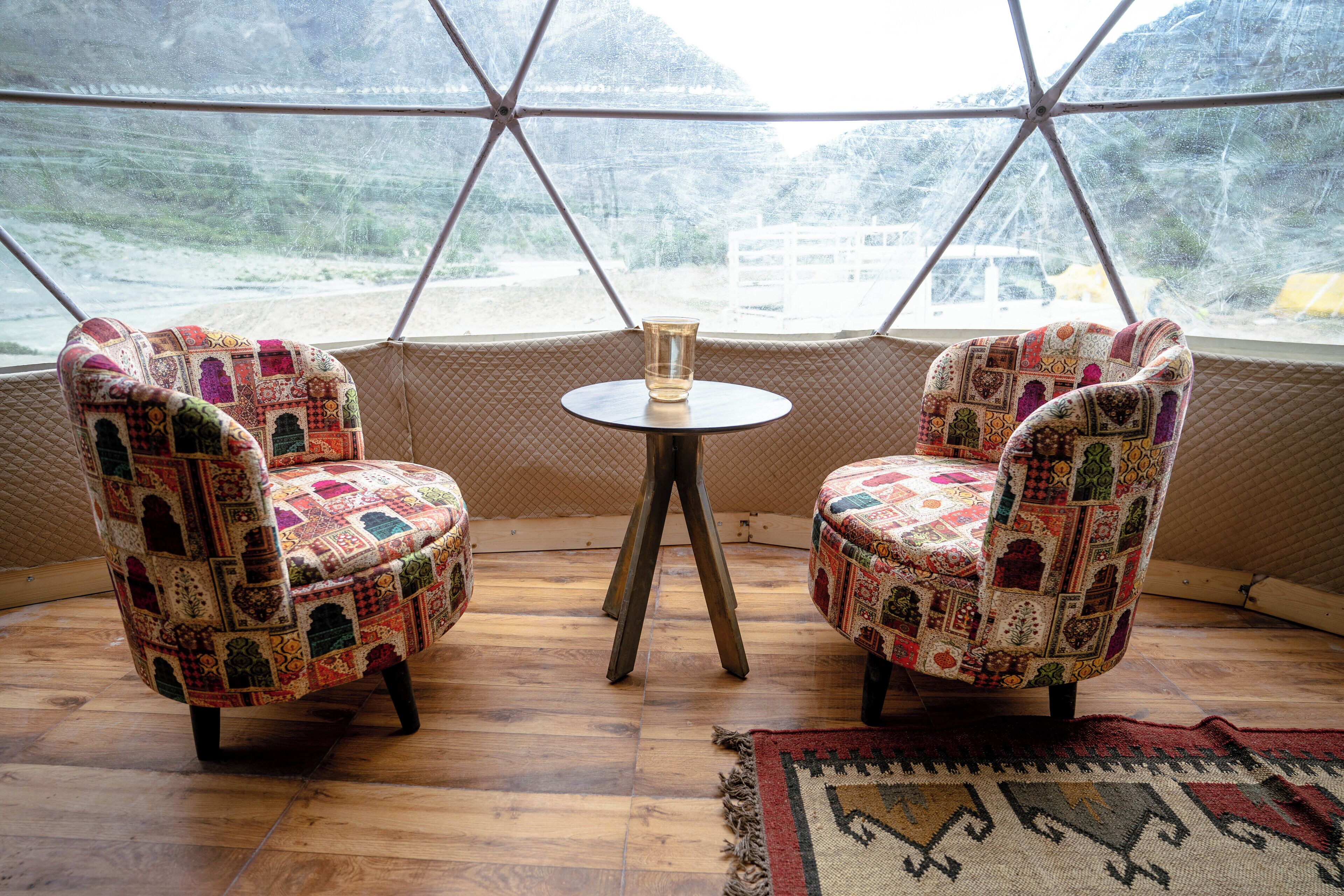 럭셔리 텐트, 파티오, 산 전망 | 산 전망