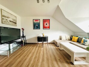 TV, DVD player, books