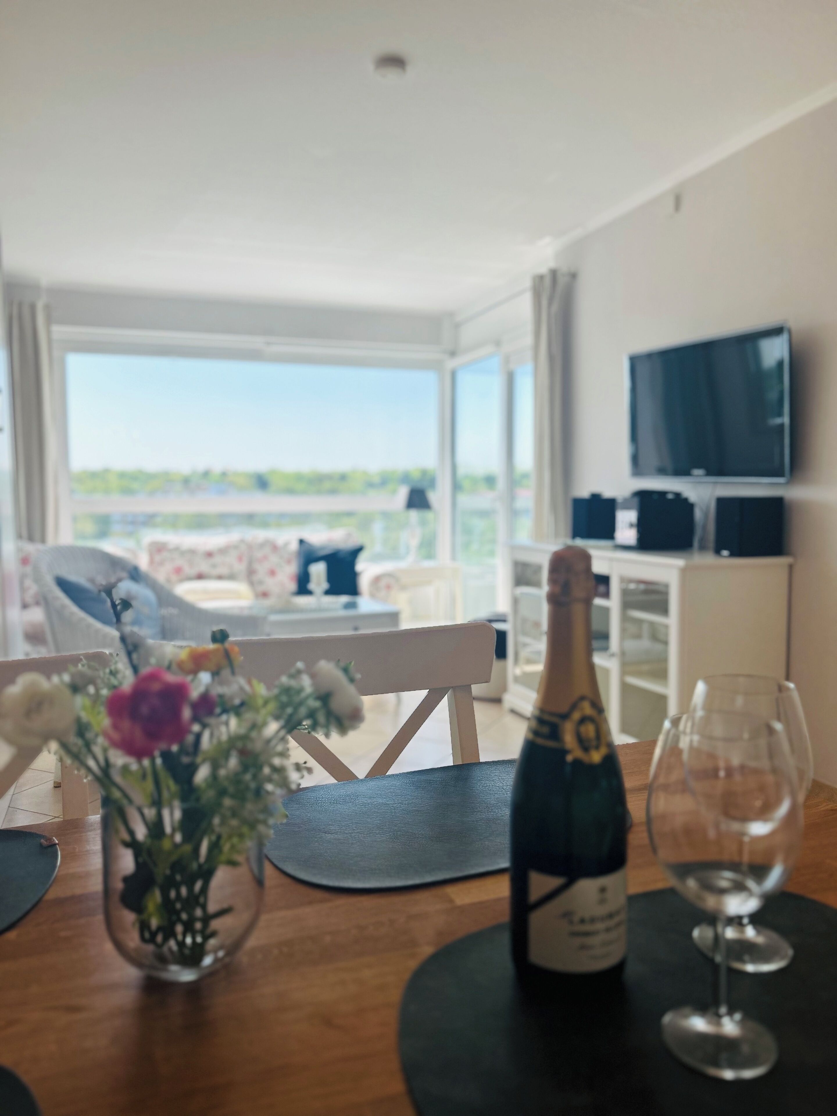 Tv, ett bordtennisbord och en stereo