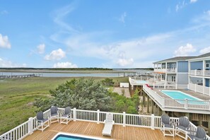 A heated pool - Experience ultimate comfort at 'All Be Cuz', a 7-bedroom house in Oak Island with ocean views. (Oak Island)