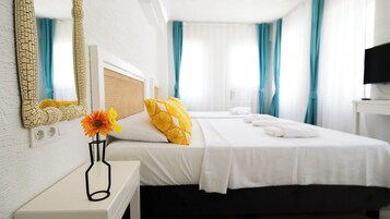Sábanas de algodón egipcio, ropa de cama de alta calidad y minibar 