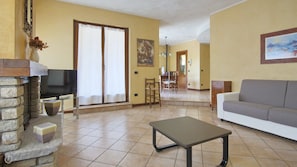 TV, fireplace
