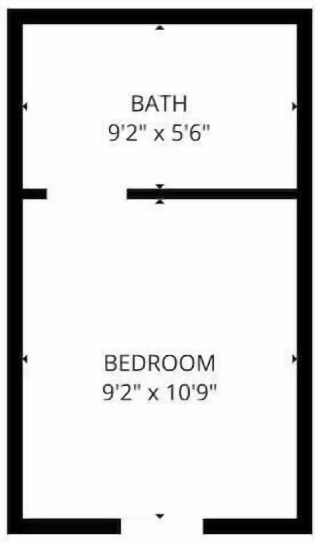 A floor plan with a bathroom measuring 9'2' x 5'6' and a bedroom measuring 9'2' x 10'9'.