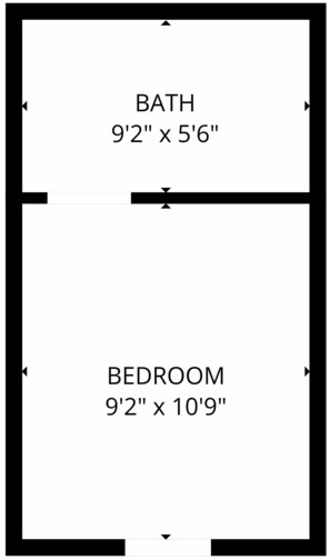 A floor plan with a bathroom measuring 9'2" x 5'6" and a bedroom measuring 9'2" x 10'9".