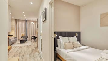 Apartemen | 1 kamar tidur, setrika/meja setrika, dan seprai linen