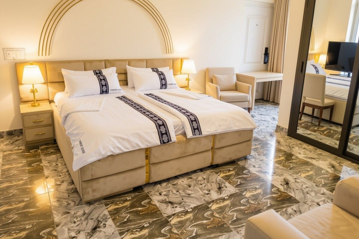 Ropa de cama de alta calidad y escritorio 