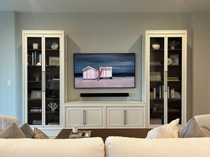 Smart TV, fireplace, computer monitors, printers