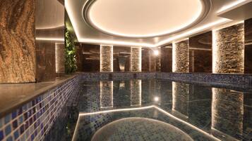 Een sauna, een stoombad, modderbaden, massagebehandelingen