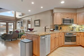 Fridge, microwave, oven, dishwasher