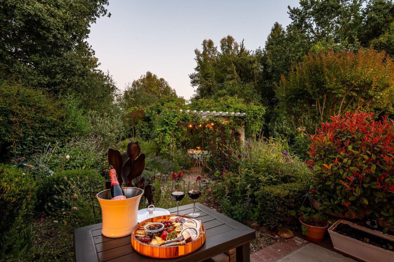 Having a night in has never felt cozier. Sip on some wine from a local winery and enjoy a snack with a stunning view.