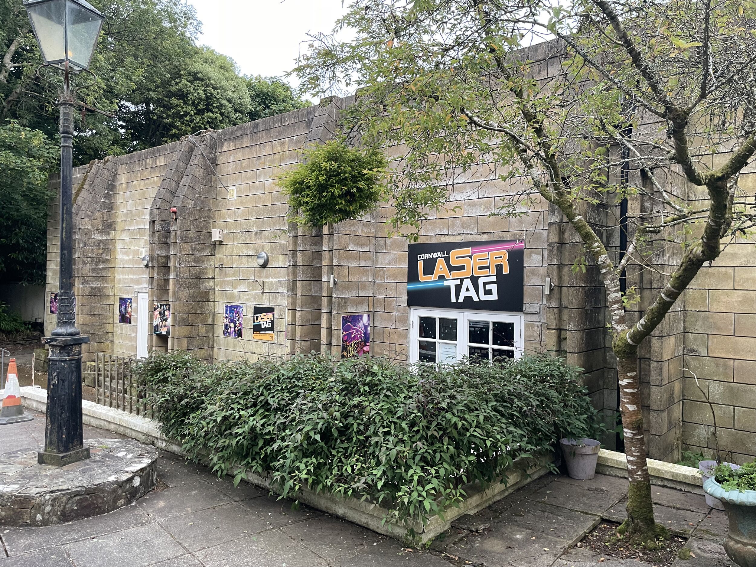 A building with a sign reading "Cornwall Laser Tag".