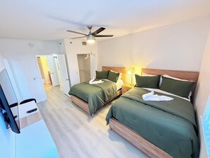2 bedrooms, iron/ironing board, WiFi, bed sheets