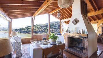 House, Patio, Lake View | Living room | 50-inch flat-screen TV with digital channels