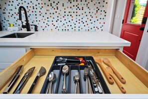 Fridge, microwave, coffee/tea maker, toaster