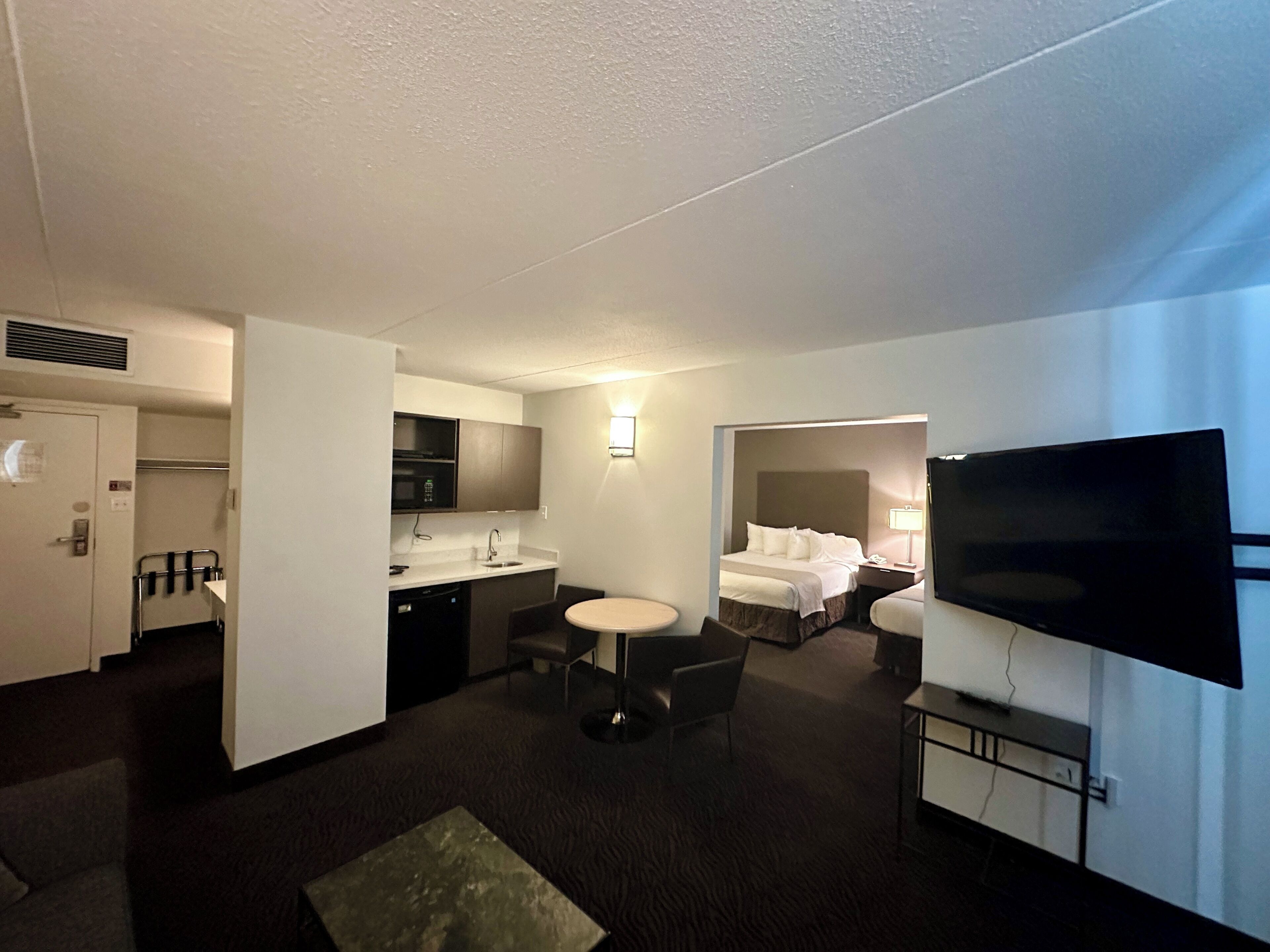 Premier Studio Suite, 2 Queen Beds | Desk, blackout drapes, WiFi (free), bed sheets