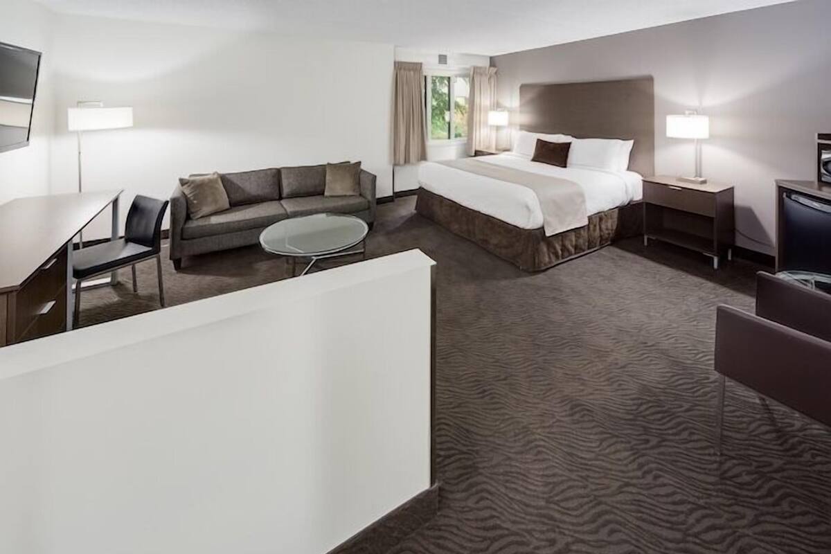 Escritorio, cortinas blackout, wifi gratis y ropa de cama