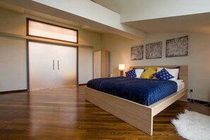 Apartamento conforto, 1 cama King e sofá-cama, ar-condicionado, vista para a cidade | Sala de estar | TV de tela plana 52 polegadas com canais digitais