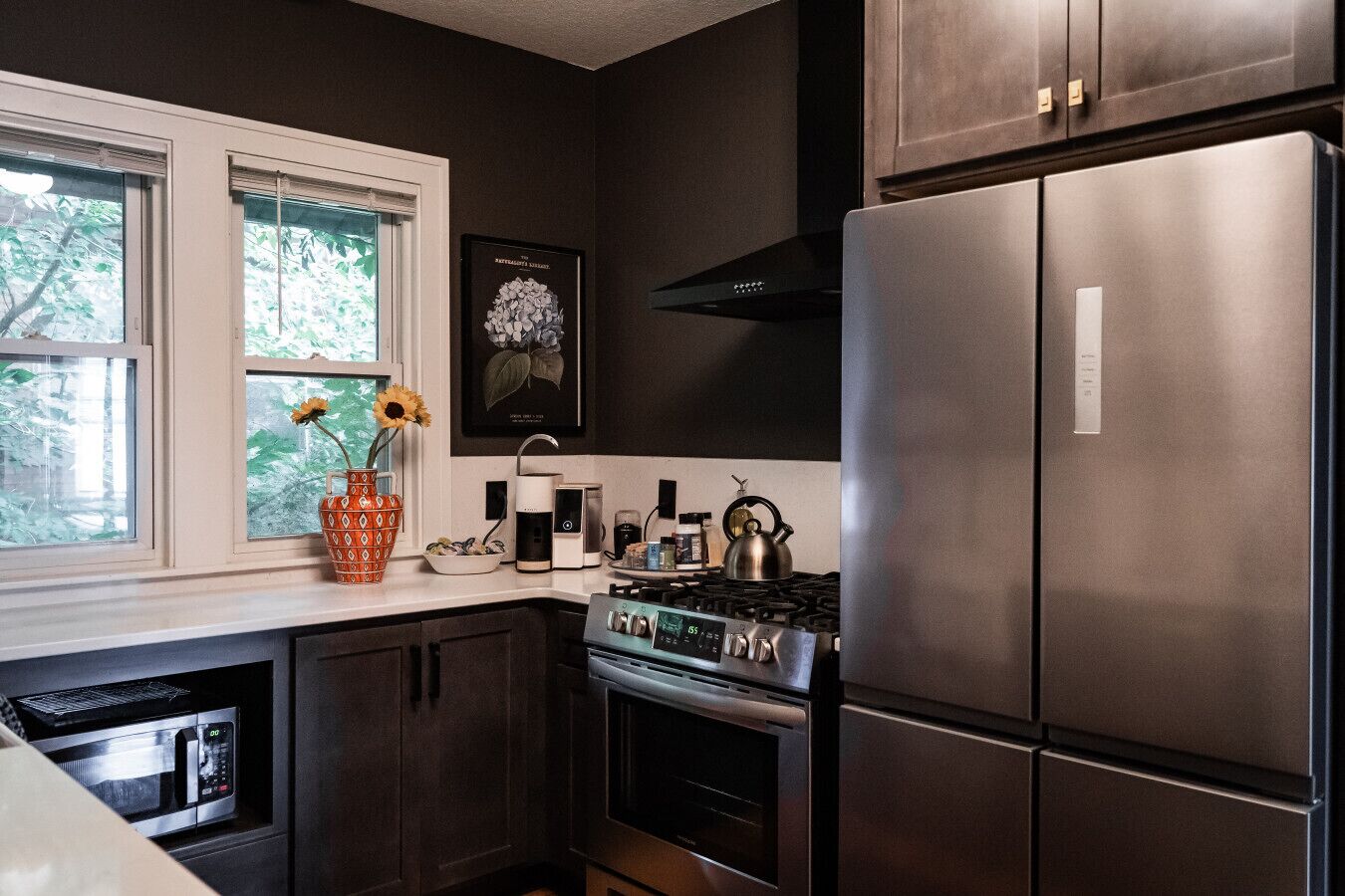 Fridge, microwave, oven, dishwasher