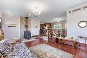 TV, fireplace, table football