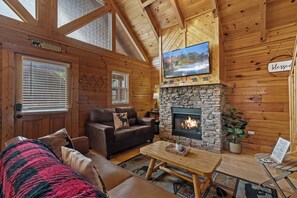 TV, fireplace