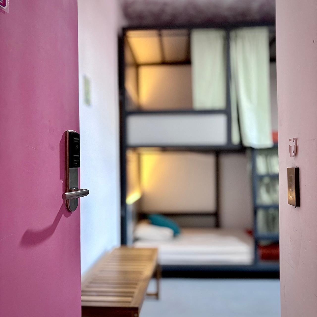 City Shared Dormitory, Mixed Dorm, City View (Mixed for 6 people) | Desk, laptop workspace, blackout drapes, iron/ironing board