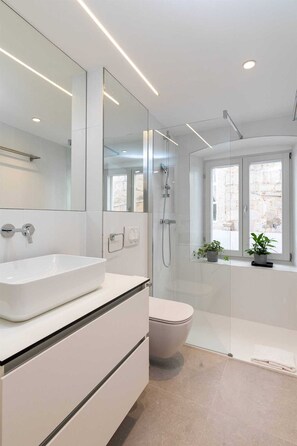 Regadera, secadora de cabello, toallas 