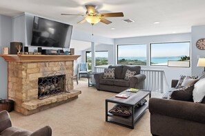 TV, fireplace, video games, books