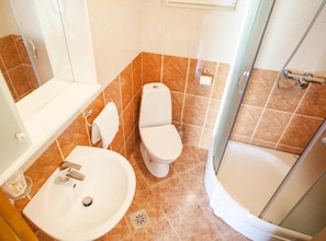 Shower, towels - Charming Seaside Escape in Kotor - One Bedroom Apartment with Garden 3 (Donji Stoliv)