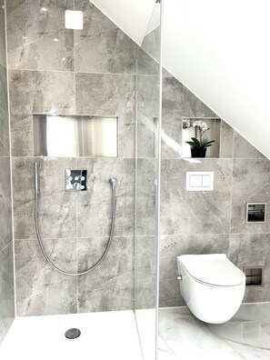 Hair dryer, towels, toilet paper