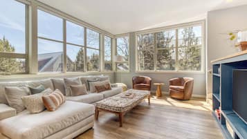 智能電視、壁爐、書籍