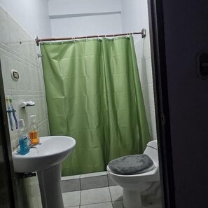 Ducha, toallas, jabón, shampoo