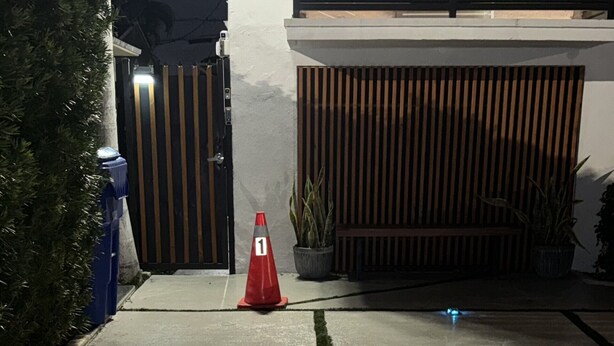 A paved pathway with artificial grass and a red traffic cone. - Sol studio in the middle of Miami (Miami)