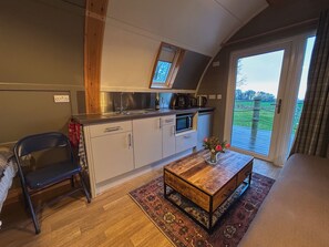 Réfrigérateur, micro-ondes, plaque de cuisson, grille-pain