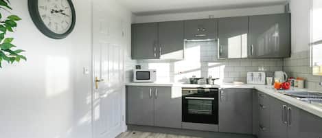 Microwave, oven, stovetop, electric kettle