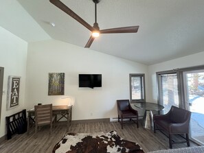 Superior Cabin, 1 King Bed, Patio, Hill View | Living area - The Golf Club at Fox Acres (Red Feather Lakes)