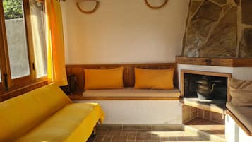 TV, fireplace